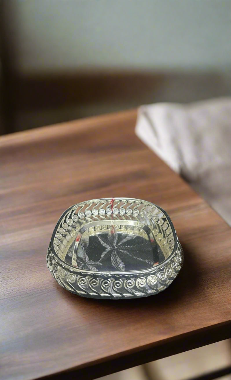 german silver set of 2 square tray for serving/ gift item, 5"